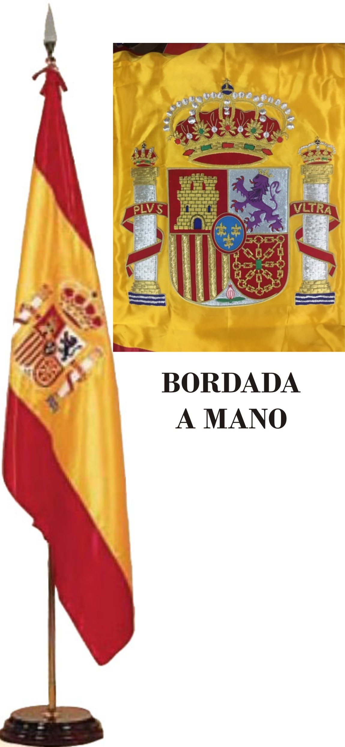 Bandera España constitucional bordada a mano para mástil despach